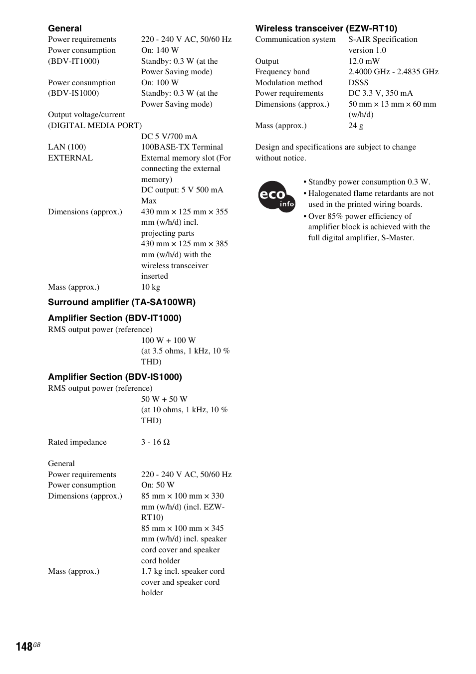 Sony BDV-IT1000 User Manual | Page 148 / 159