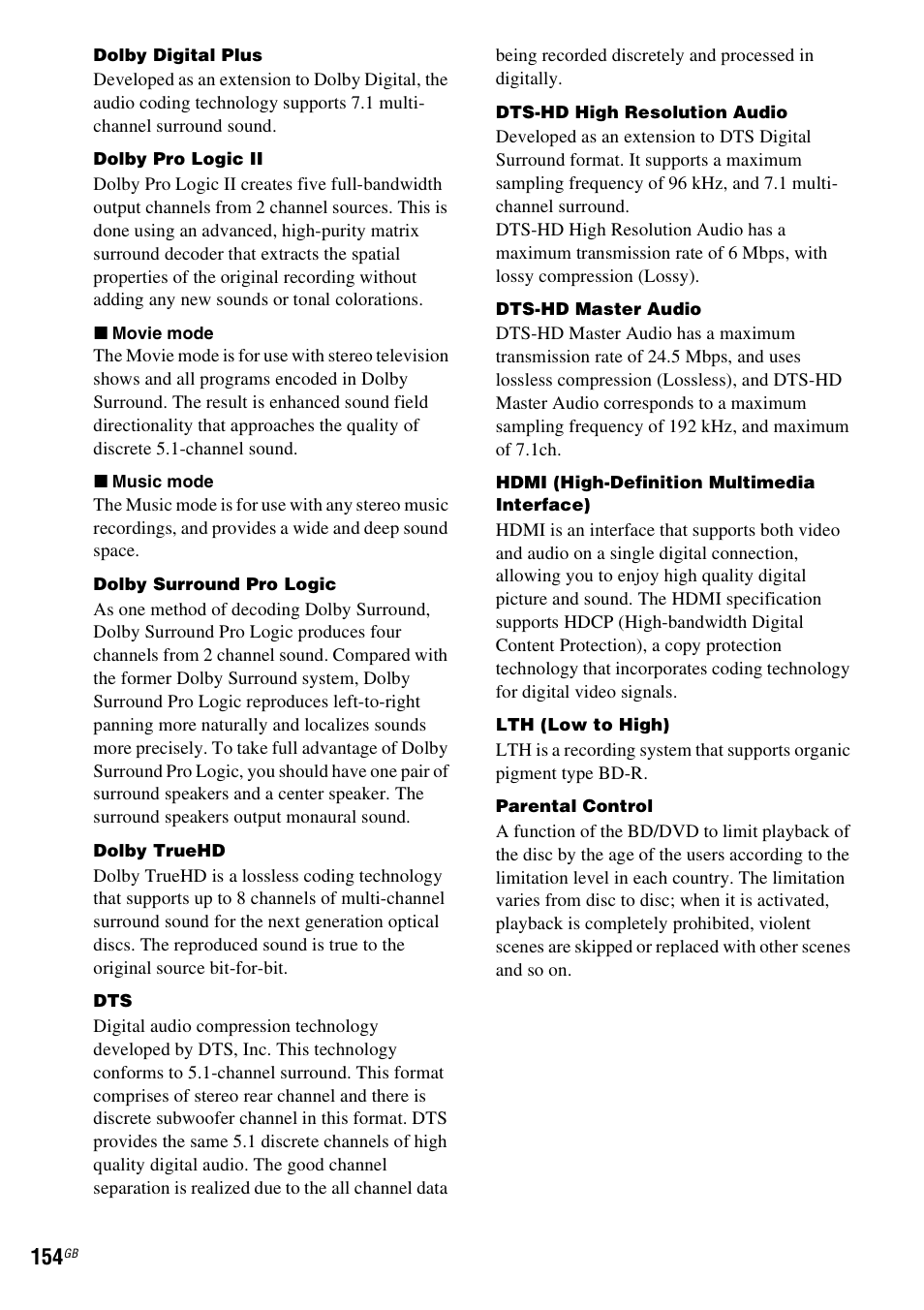 Sony BDV-IT1000 User Manual | Page 154 / 159