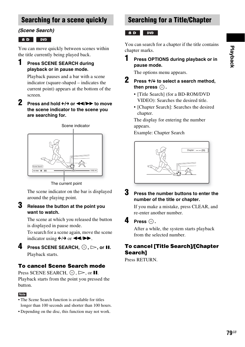 Searching for a scene quickly, Searching for a title/chapter, Ear (79 | Sony BDV-IT1000 User Manual | Page 79 / 159