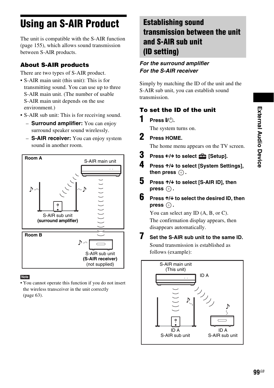 Using an s-air product | Sony BDV-IT1000 User Manual | Page 99 / 159