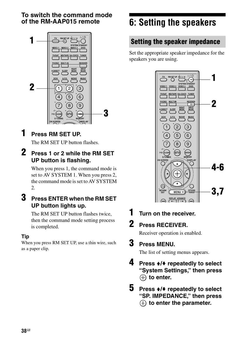 Setting the speakers, E 38 | Sony STR-DA1200ES User Manual | Page 38 / 111