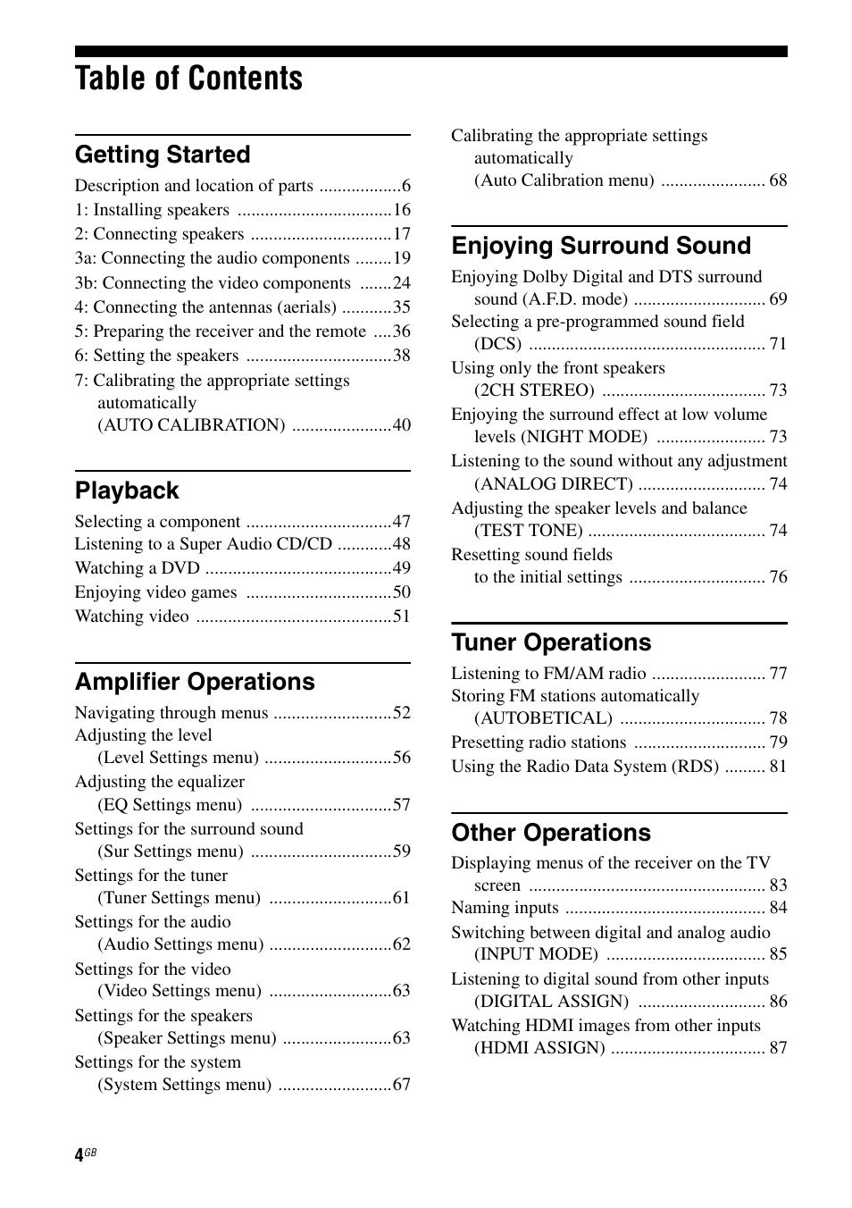 Sony STR-DA1200ES User Manual | Page 4 / 111