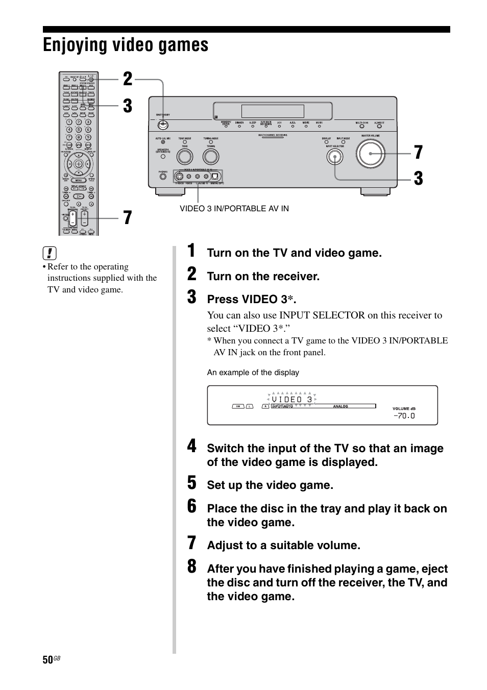 Enjoying video games | Sony STR-DA1200ES User Manual | Page 50 / 111