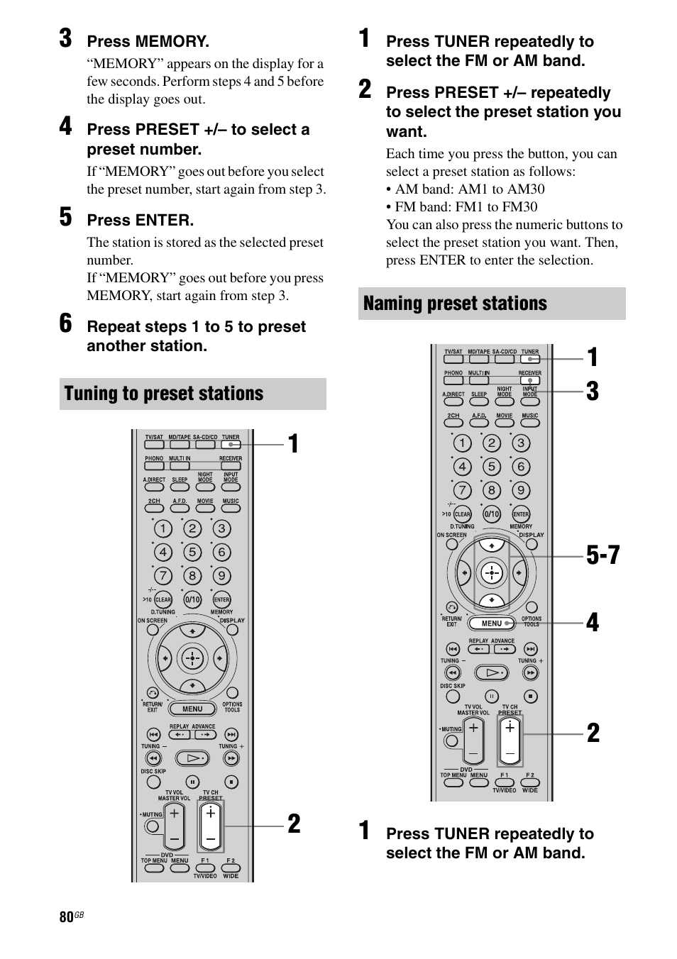 Tuning to preset stations, E 80 | Sony STR-DA1200ES User Manual | Page 80 / 111