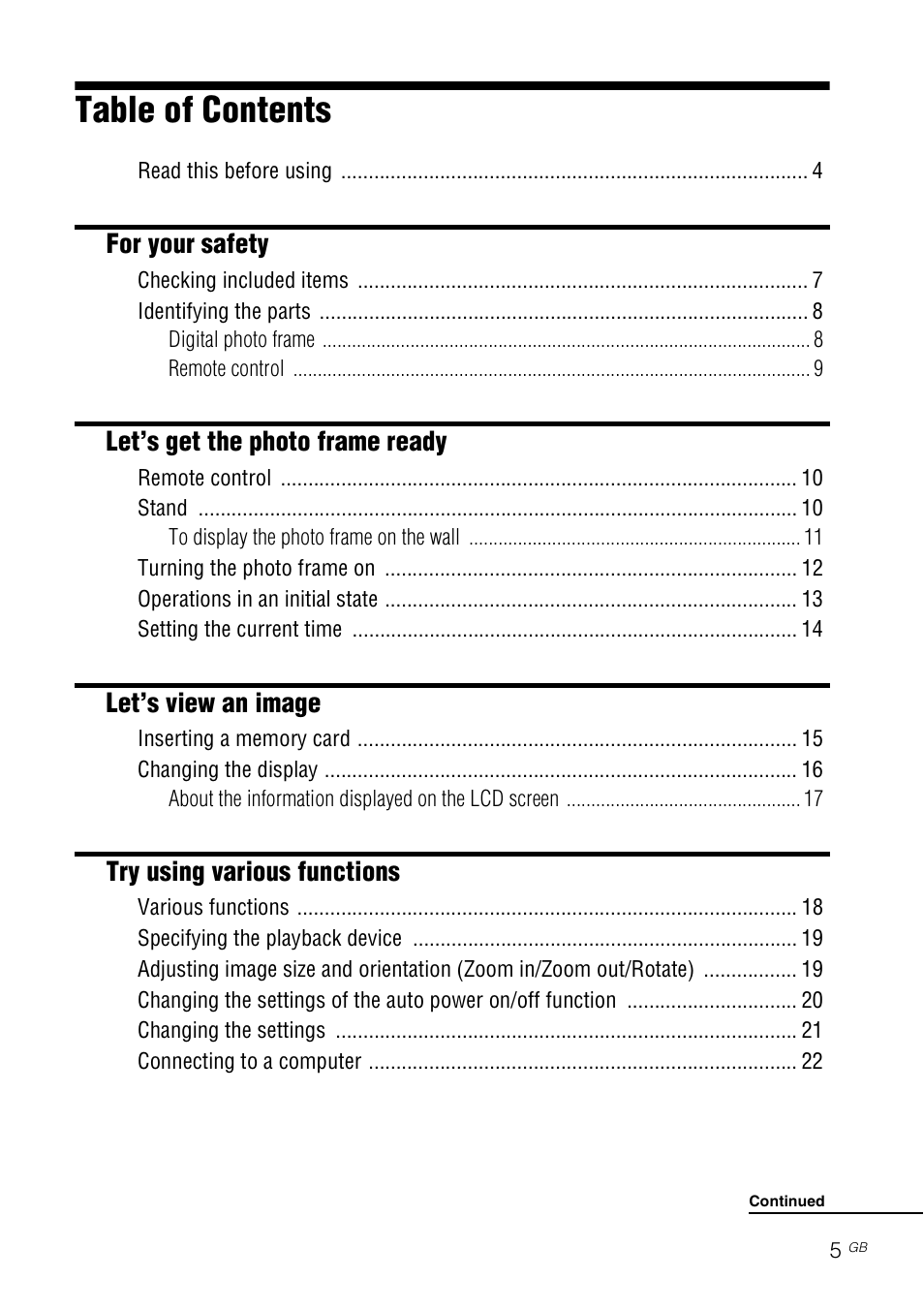 Sony DPF-A73/E73 User Manual | Page 5 / 28