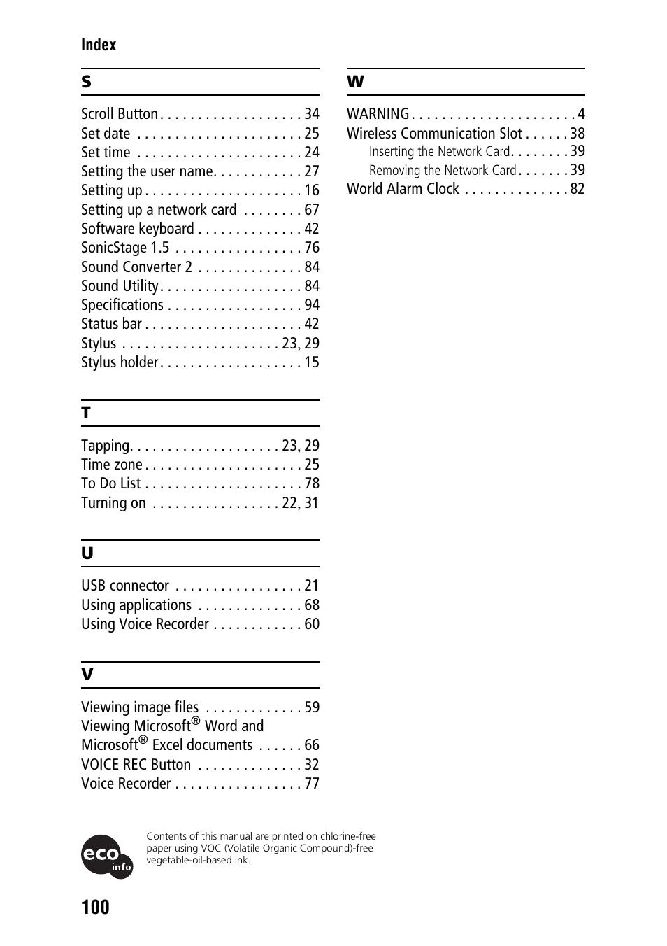 Sony PEG-NX60 User Manual | Page 100 / 104