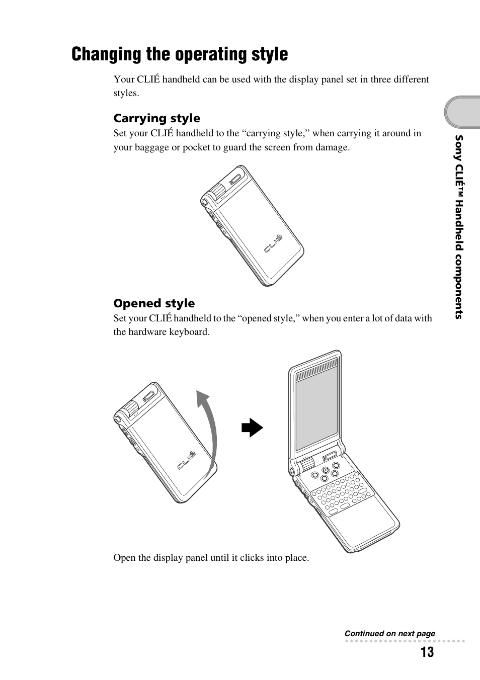 Changing the operating style | Sony PEG-NX60 User Manual | Page 13 / 104