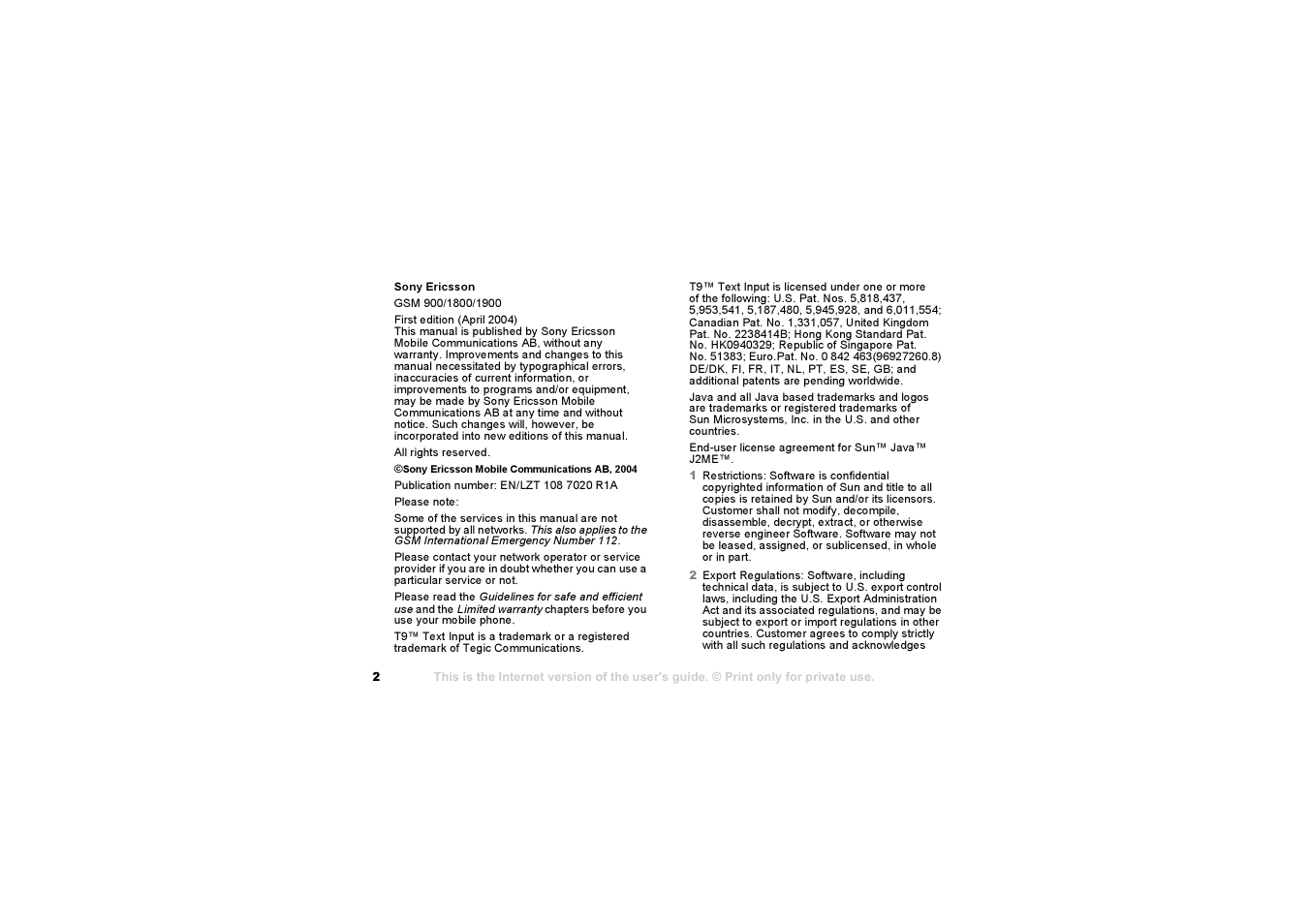 Sony F500i User Manual | Page 2 / 94