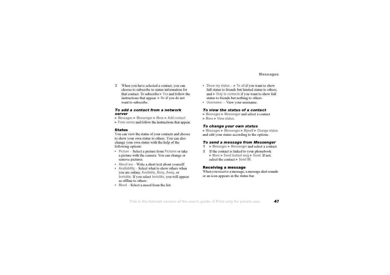 Sony F500i User Manual | Page 47 / 94