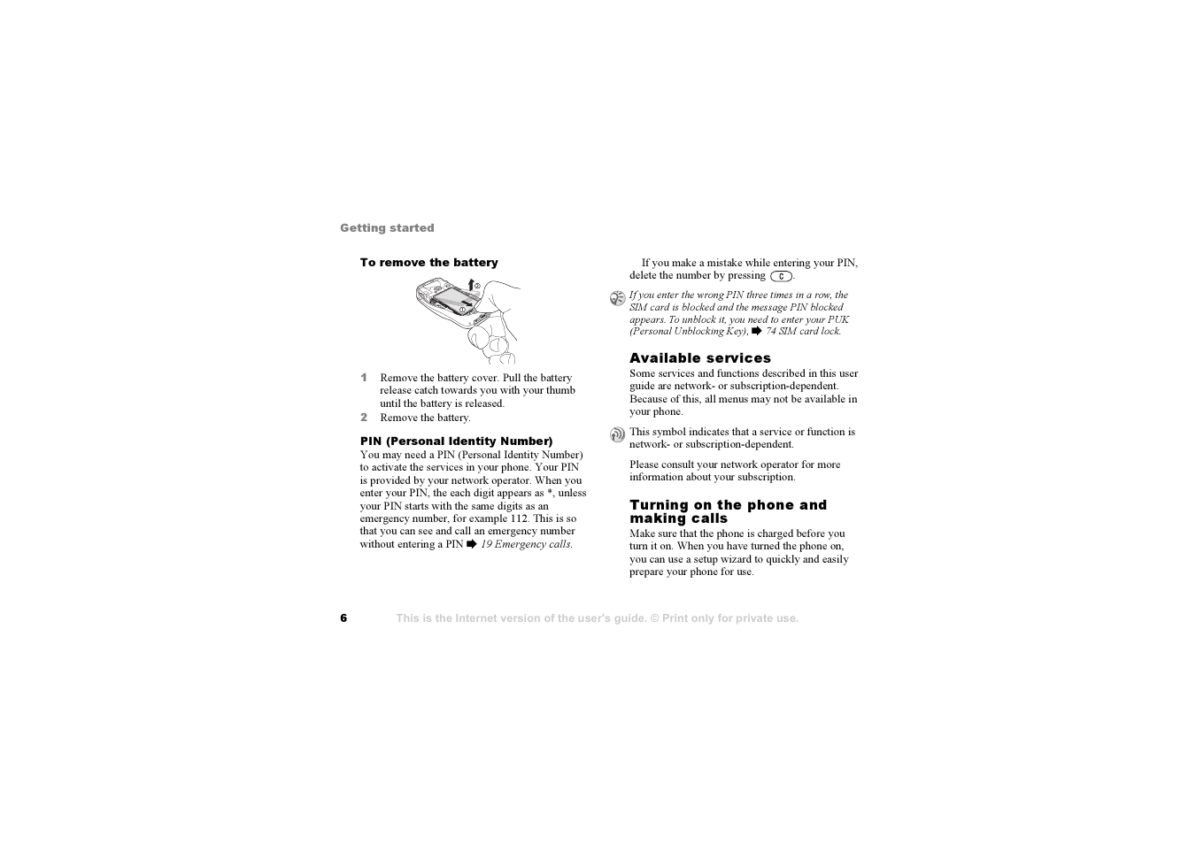 6 available services | Sony F500i User Manual | Page 6 / 94