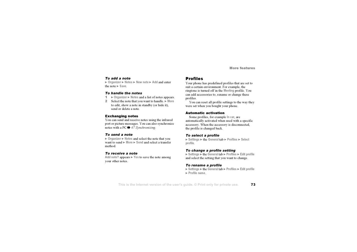 Sony F500i User Manual | Page 73 / 94