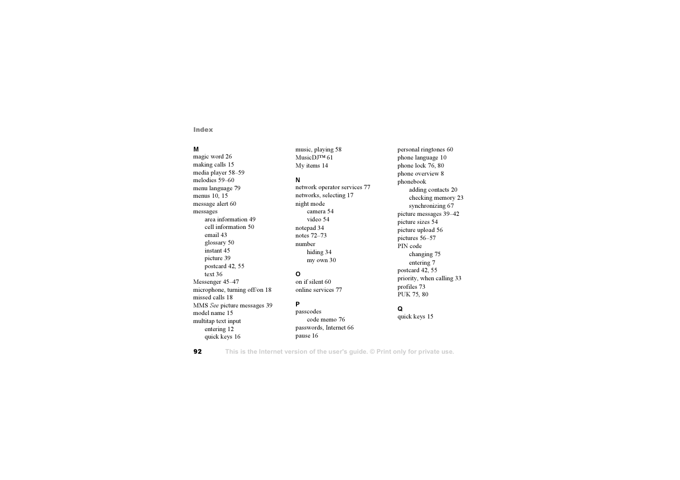 Sony F500i User Manual | Page 92 / 94