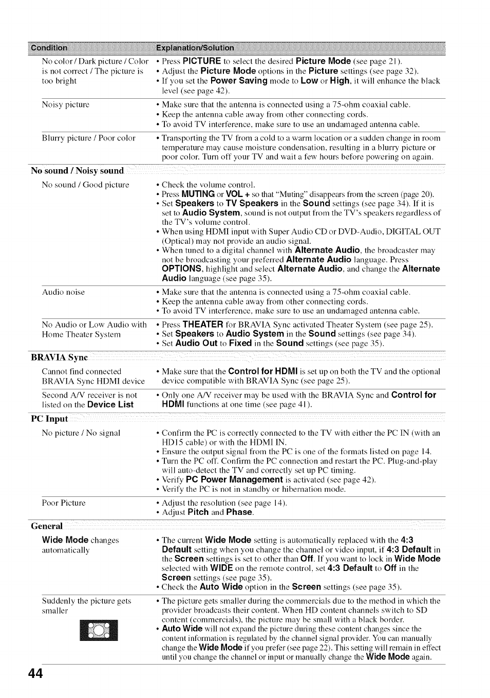 Sony BRAVIA KDL52V4100 User Manual | Page 44 / 48