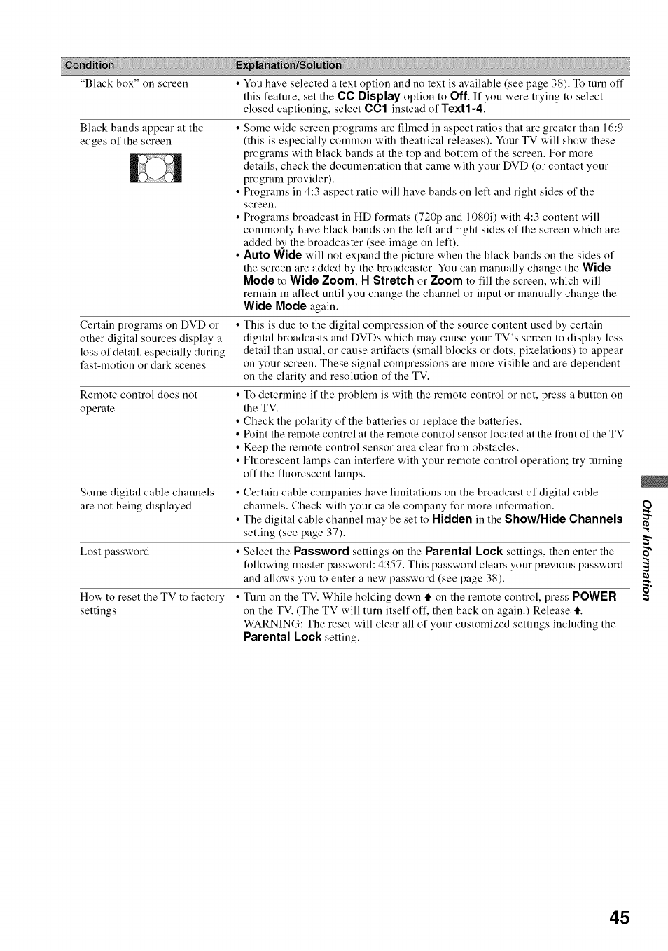 Sony BRAVIA KDL52V4100 User Manual | Page 45 / 48