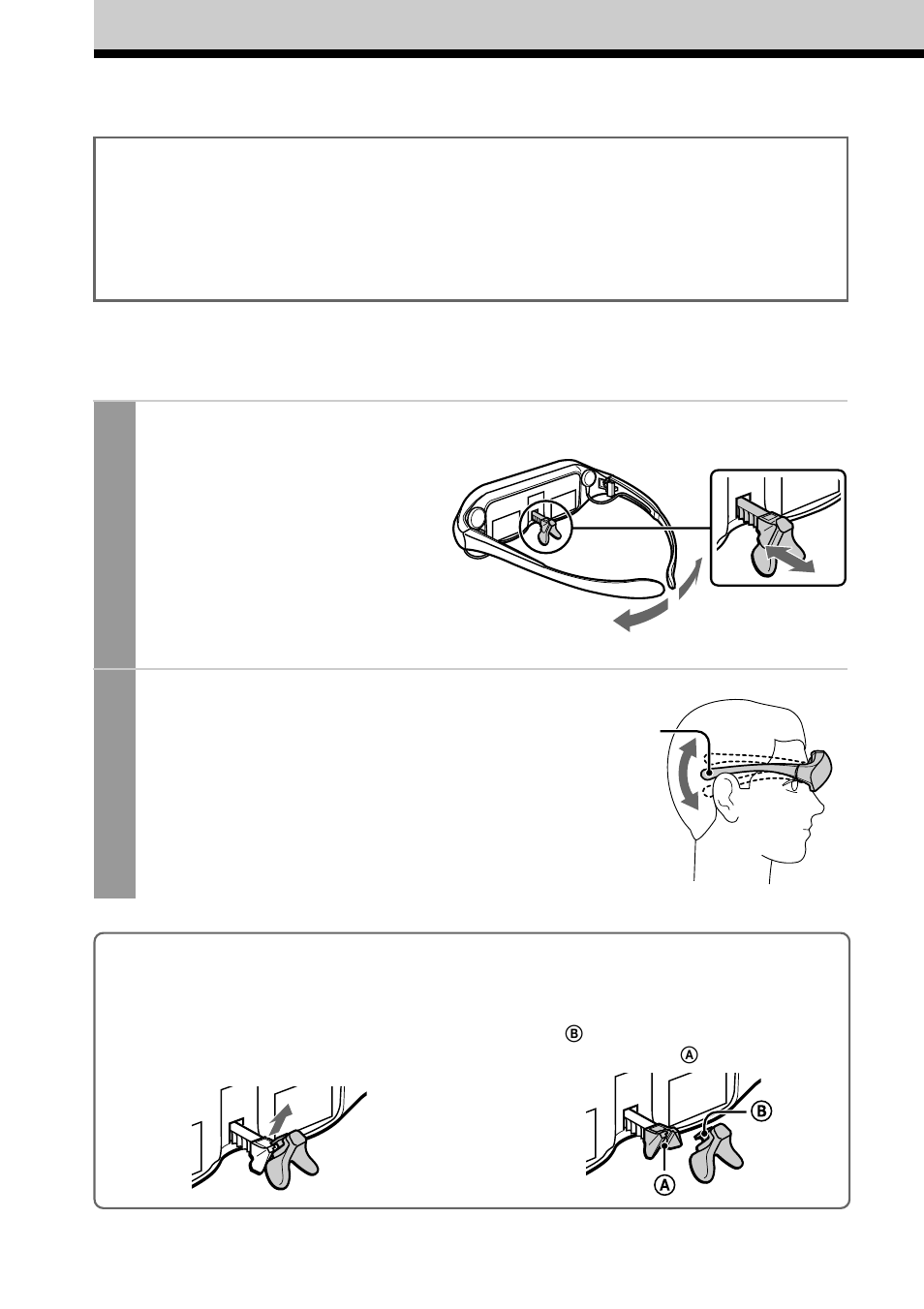 Wearing the glasstron | Sony PLM-A35 User Manual | Page 16 / 30