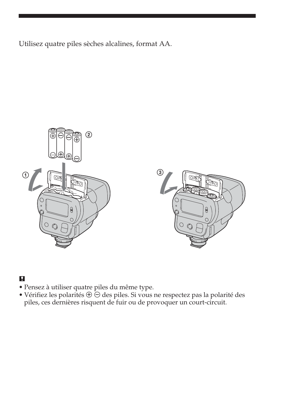 Mise en place des piles | Sony HVL-F32X User Manual | Page 39 / 88