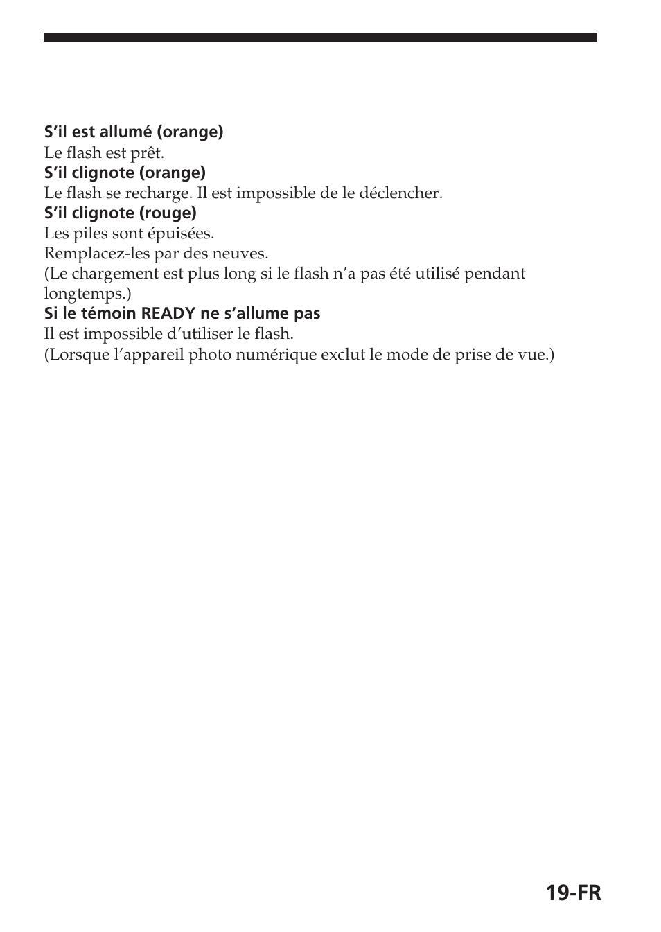 Signification des états du témoin ready | Sony HVL-F32X User Manual | Page 49 / 88