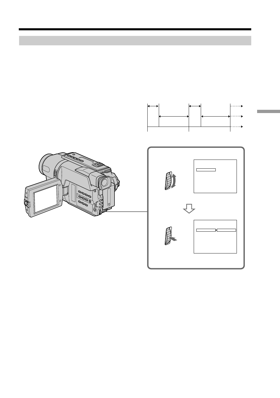 Step 4: selecting the dubbing mode, Dubbing a tape easily – easy dubbing, A] [b] [c | Sony CCD-TRV107 User Manual | Page 57 / 100