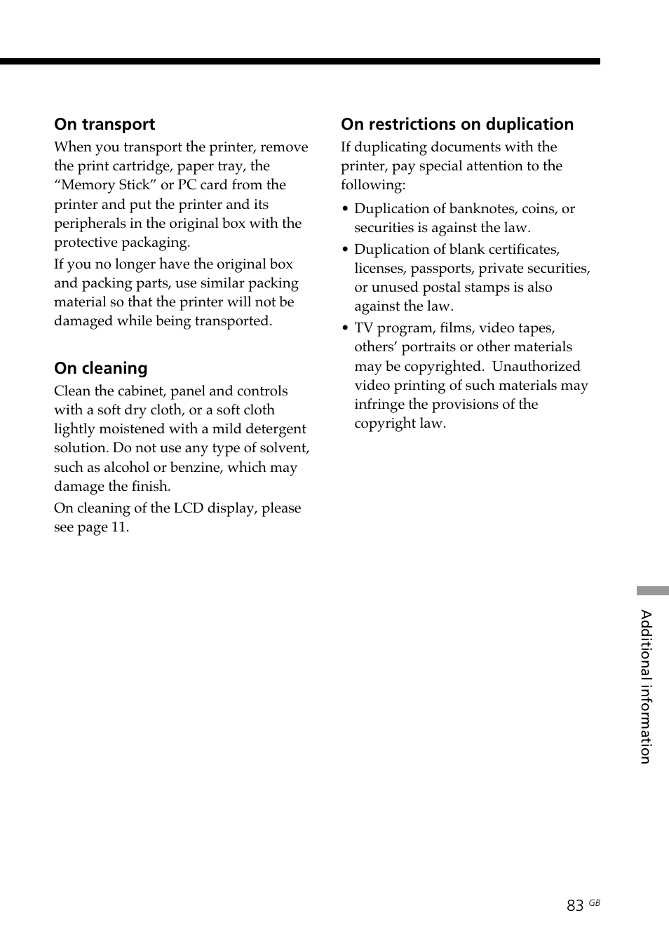 Sony DPP--SV77  EN User Manual | Page 83 / 92