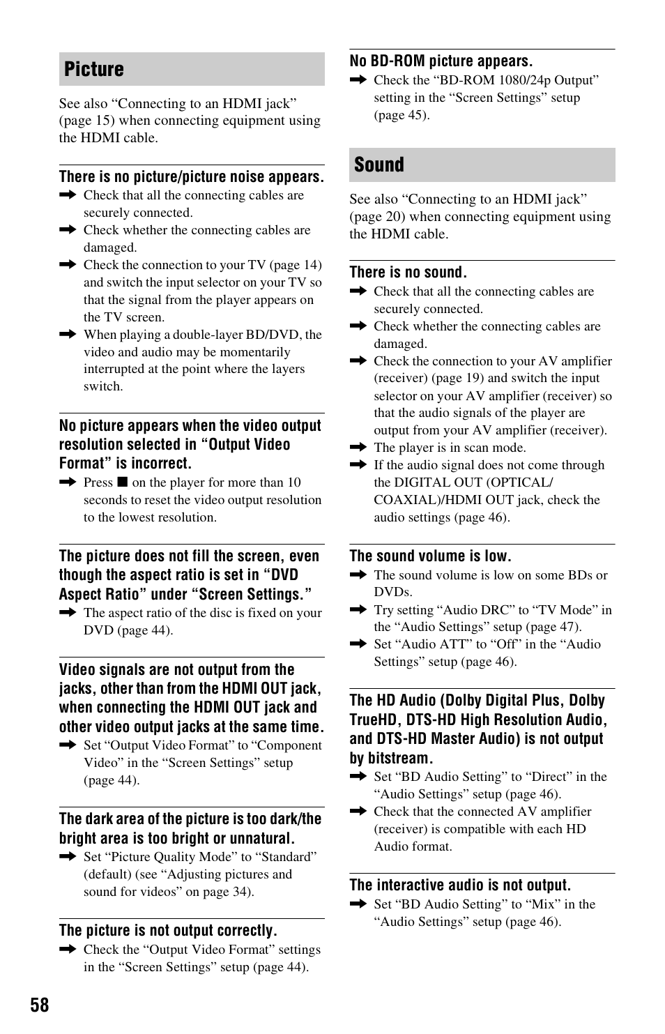 Picture sound | Sony BLU-RAY DISC BDP-N460 User Manual | Page 58 / 71