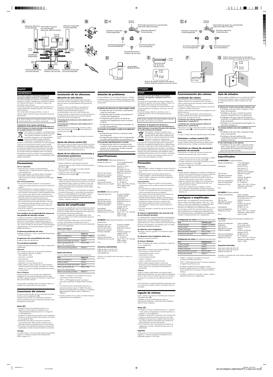 C -2, C -1 | Sony SS-SFCR600H User Manual | Page 2 / 2