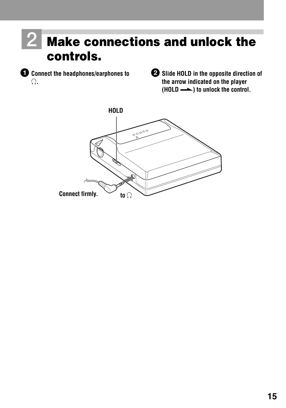 Make connections and unlock the controls | Sony MZ-DN430 User Manual | Page 15 / 56