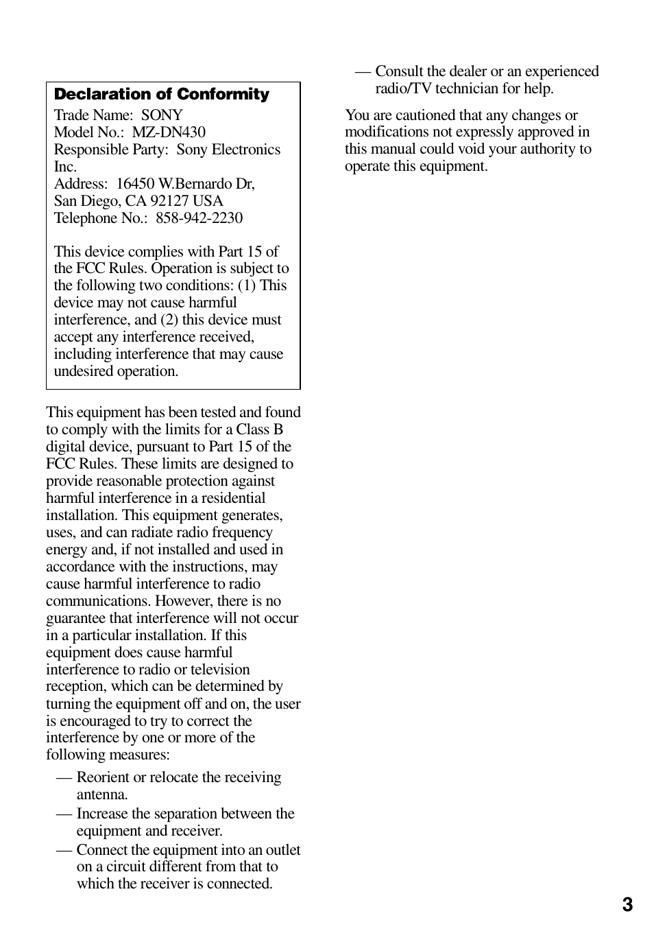 Sony MZ-DN430 User Manual | Page 3 / 56