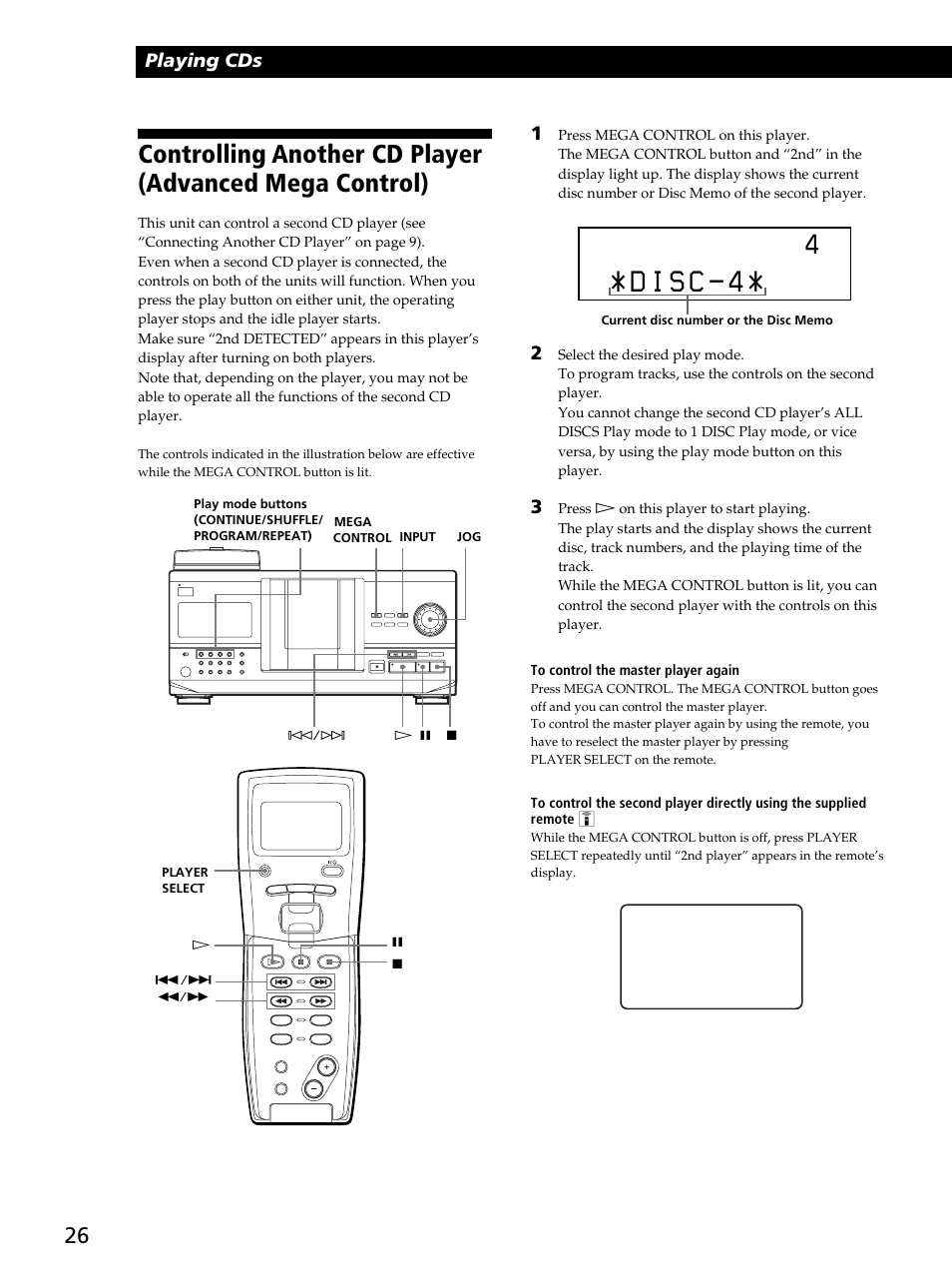 Playing cds | Sony CDP-CX260 User Manual | Page 26 / 40