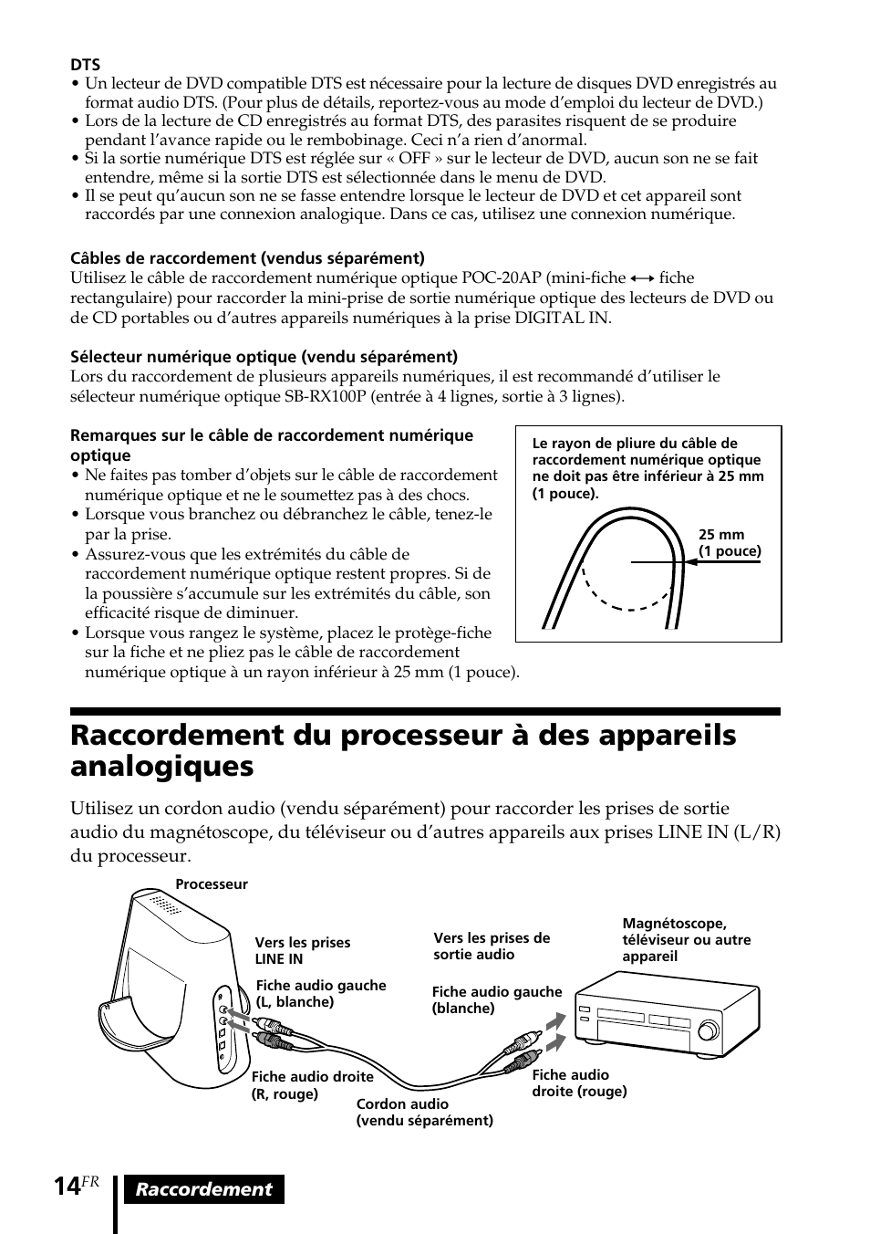 Raccordement du processeur à des, Appareils analogiques | Sony MDR DS4000 User Manual | Page 40 / 108