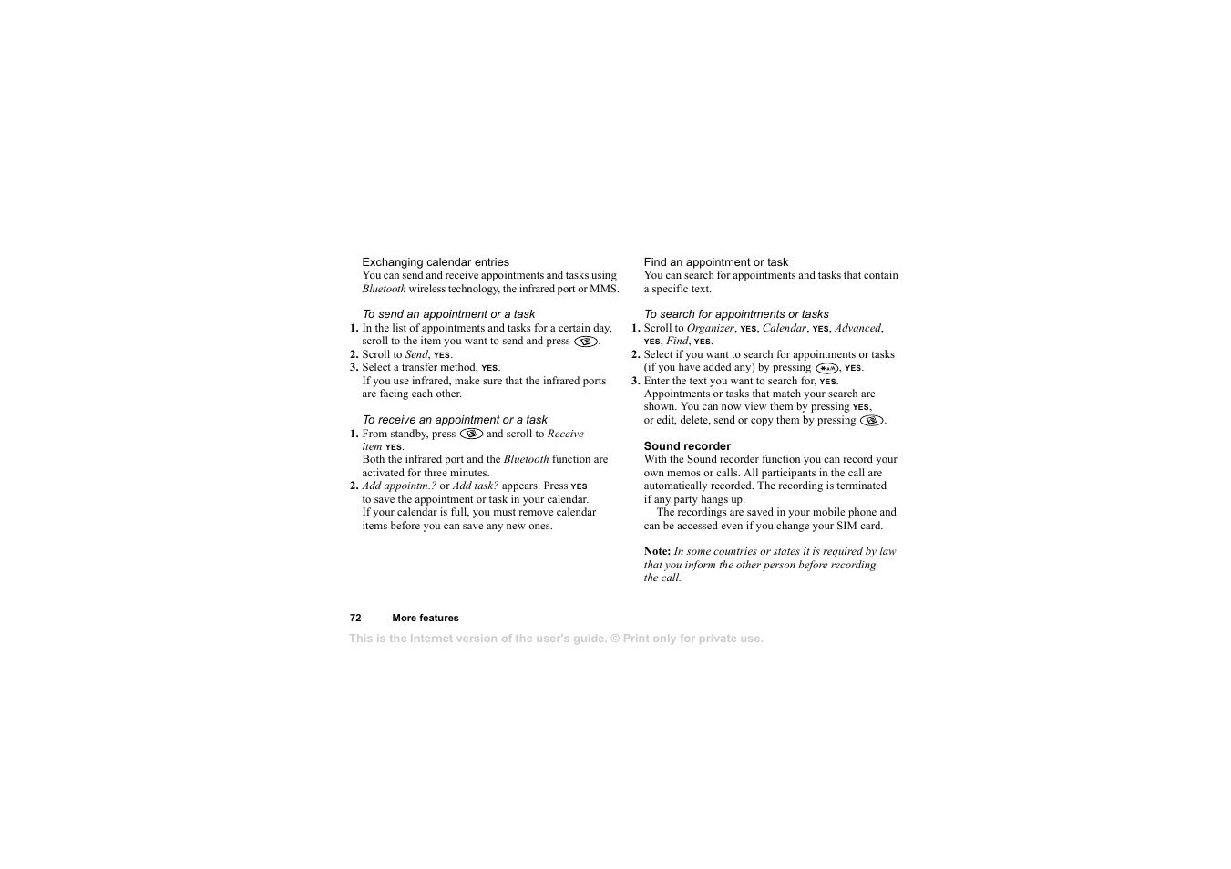 Sony T68i User Manual | Page 72 / 95
