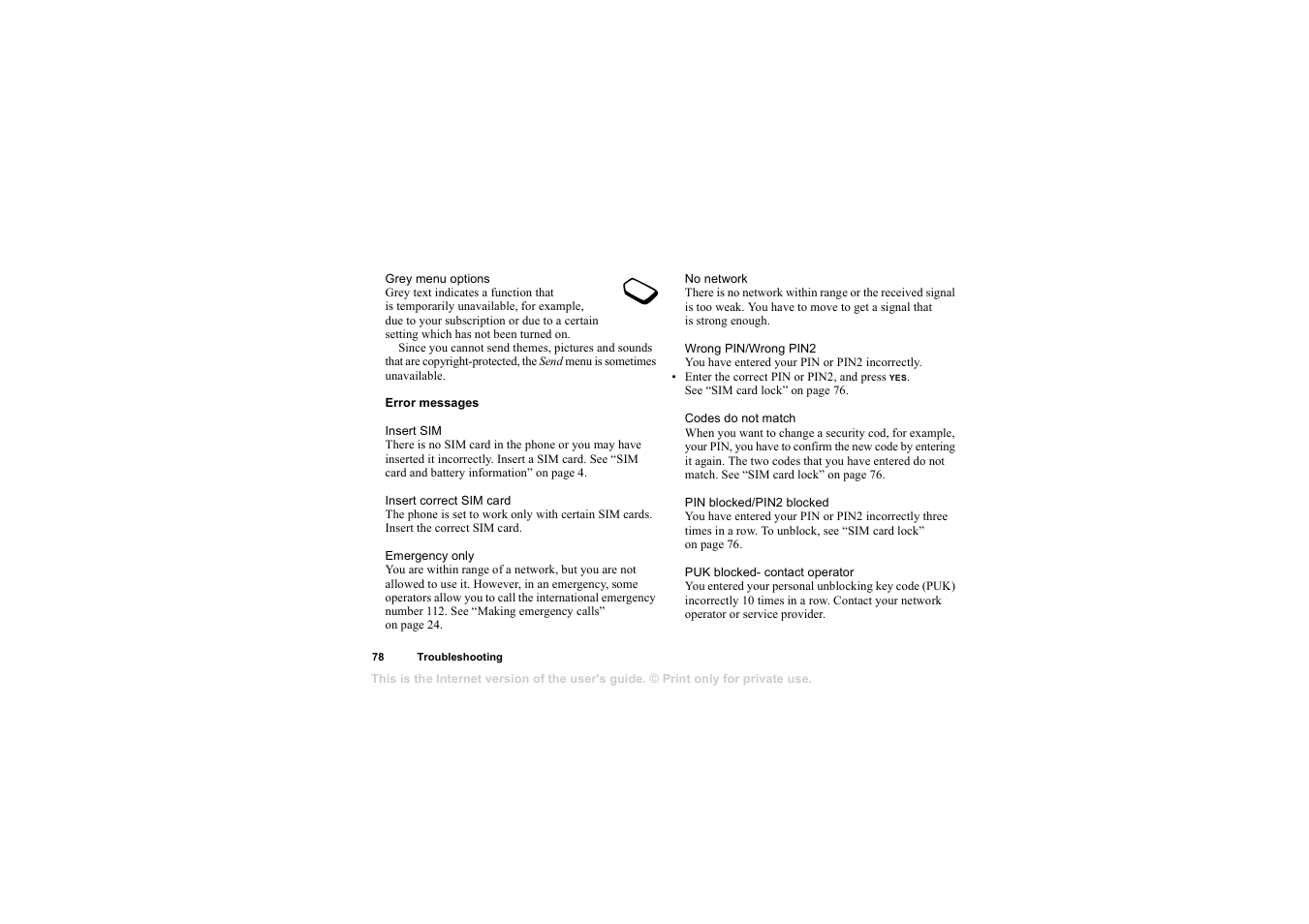 Sony T68i User Manual | Page 78 / 95