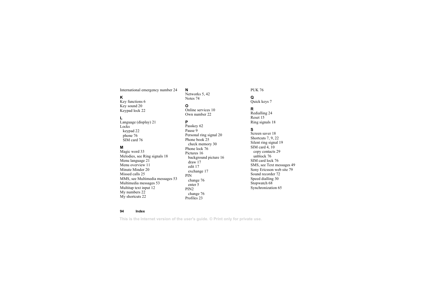 Sony T68i User Manual | Page 94 / 95