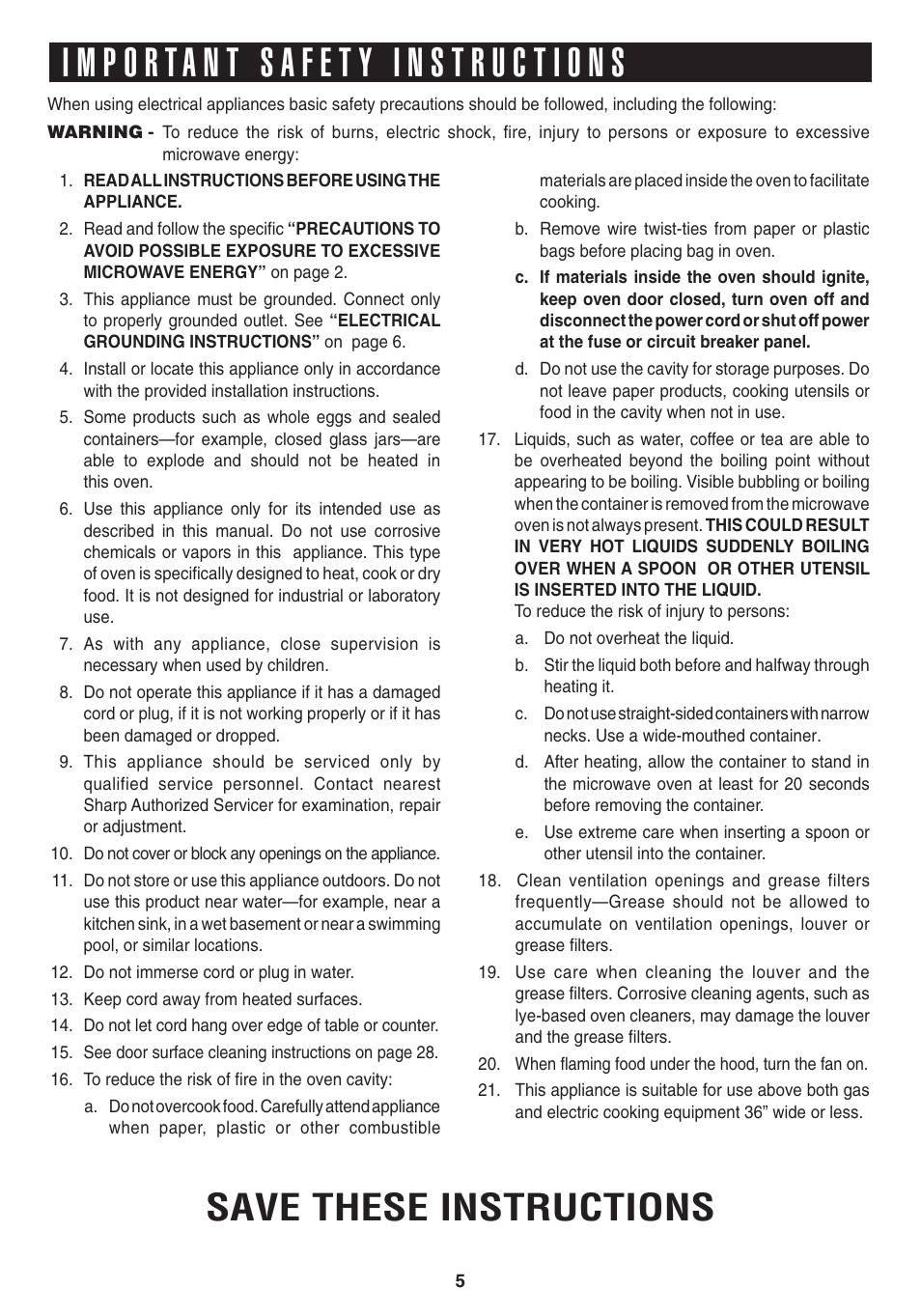 Save these instructions | Sony R1880L User Manual | Page 5 / 32