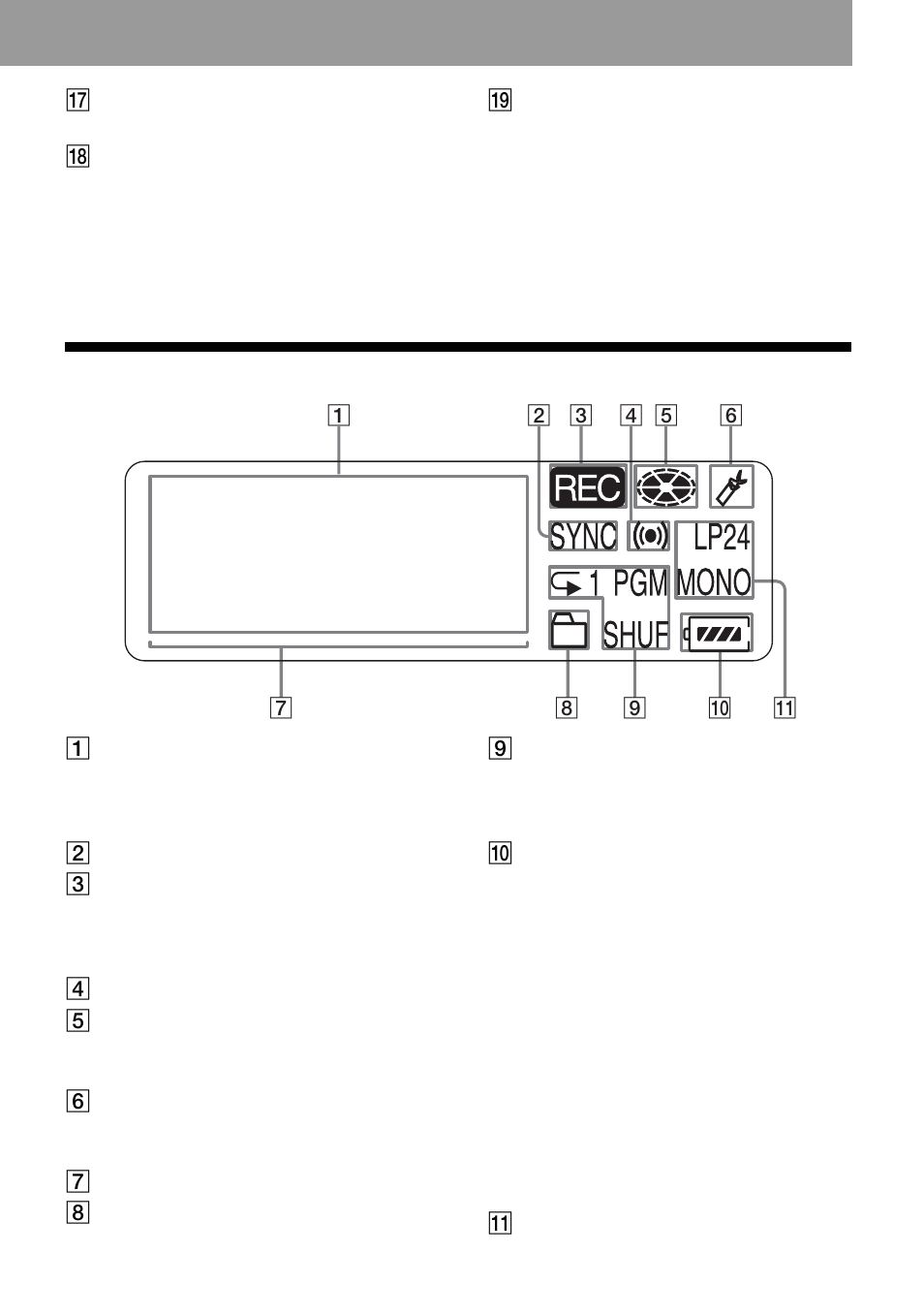 The display window of the recorder | Sony MZ-N10 User Manual | Page 15 / 136
