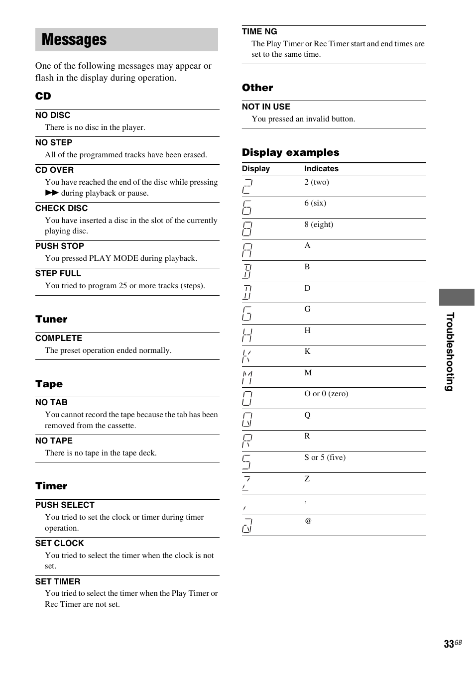 Messages | Sony CMT-HPZ9 User Manual | Page 33 / 40