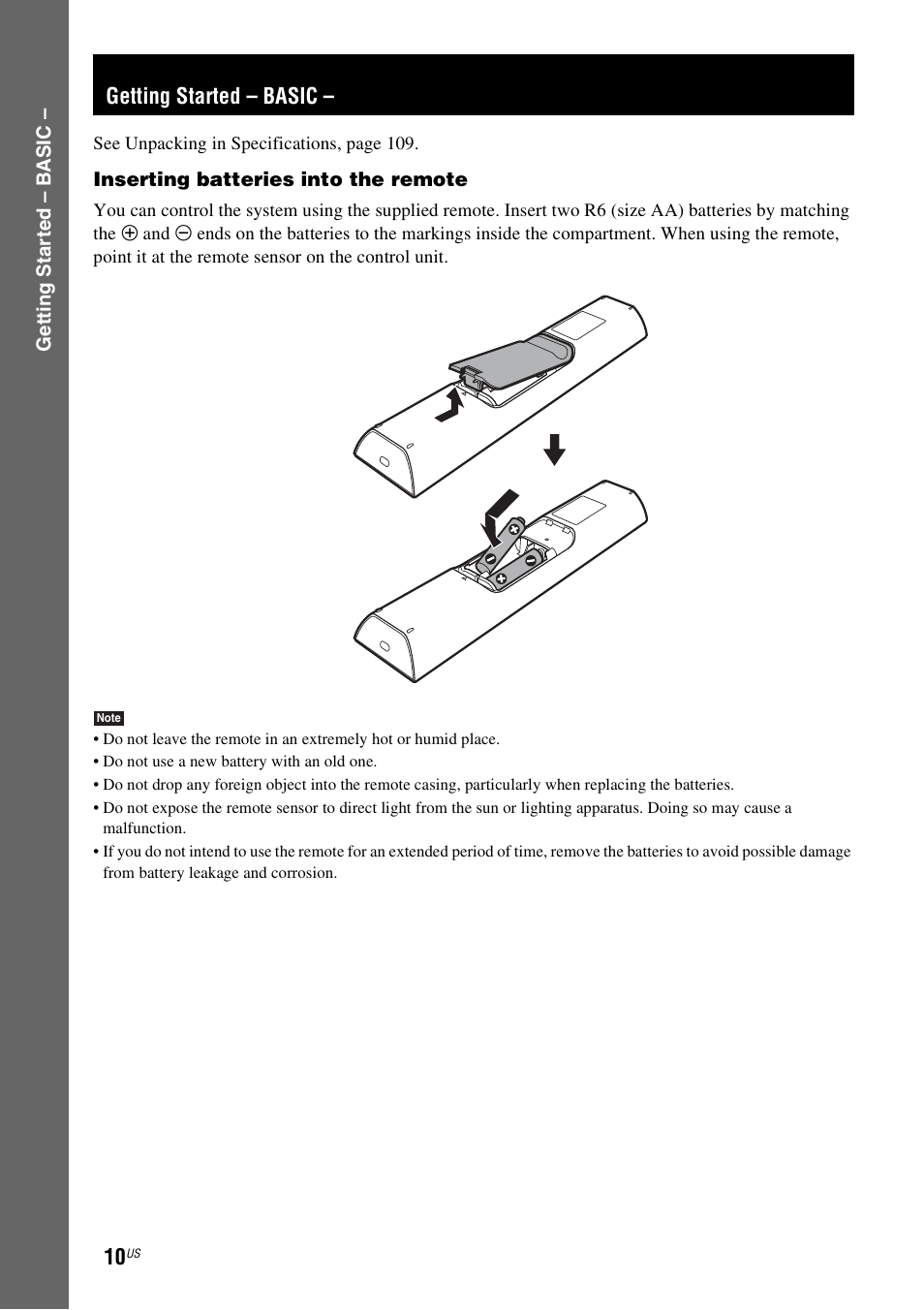 Getting started - basic, Getting started – basic | Sony DAVLF1H User Manual | Page 10 / 127