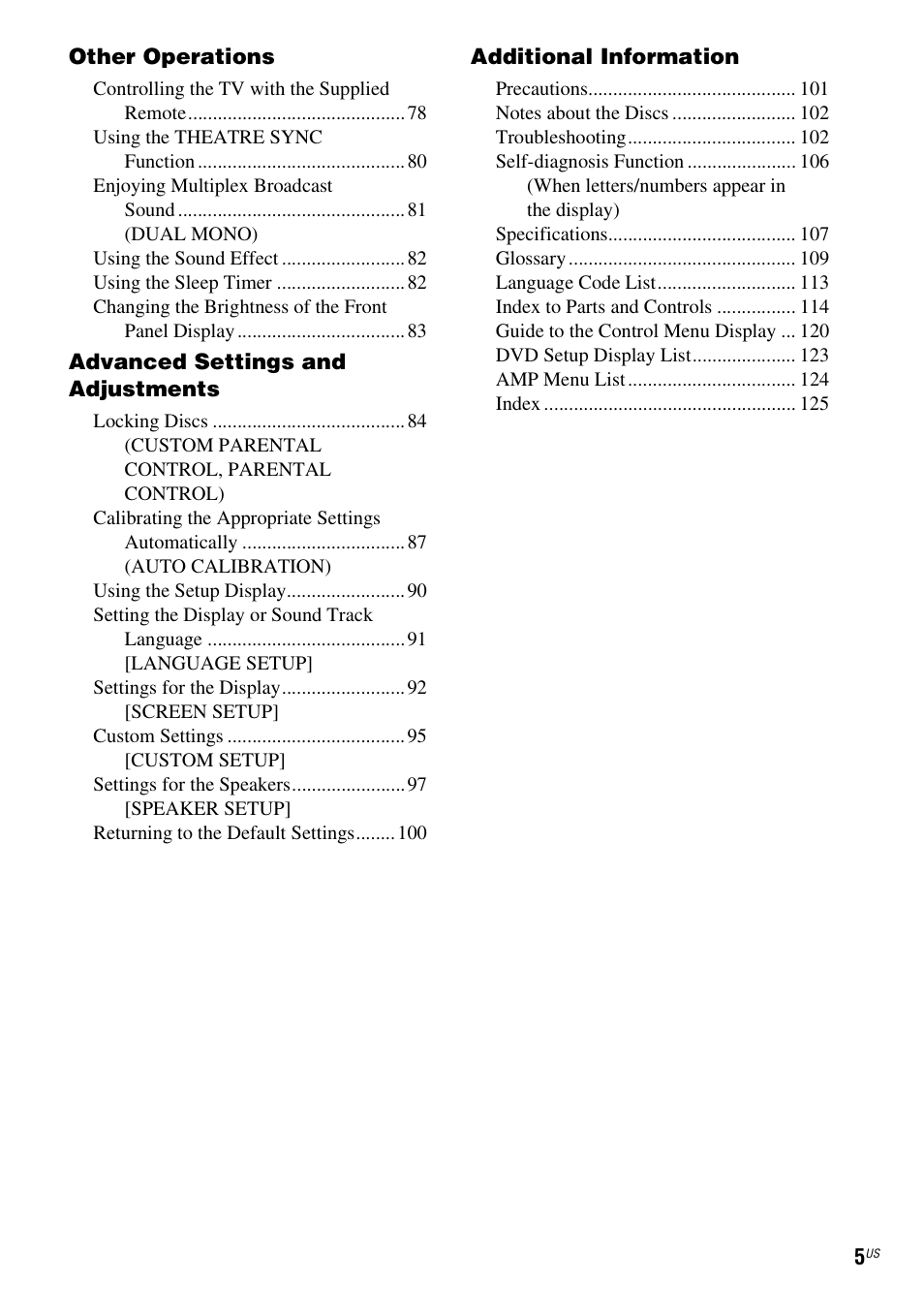 Sony DAVLF1H User Manual | Page 5 / 127