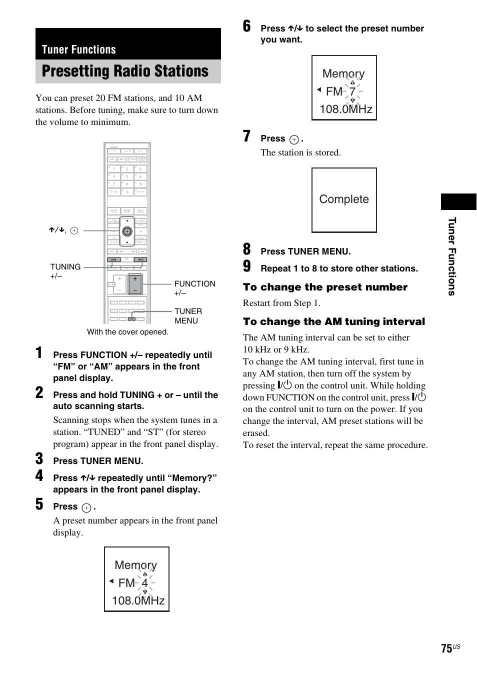 Tuner functions, Presetting radio stations | Sony DAVLF1H User Manual | Page 75 / 127