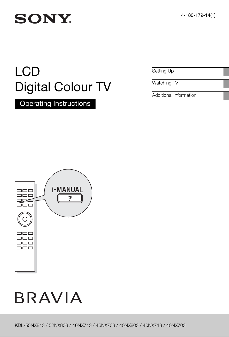 Sony BRAVIA 4-180-179-14(1) User Manual | 28 pages