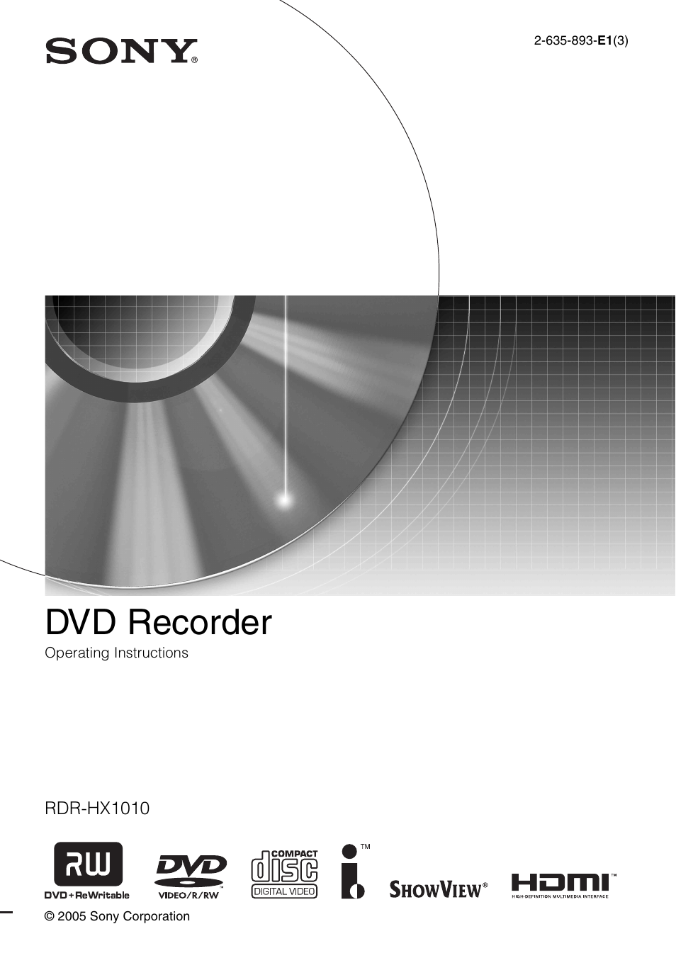 Sony RDR-HX1010 User Manual | 116 pages