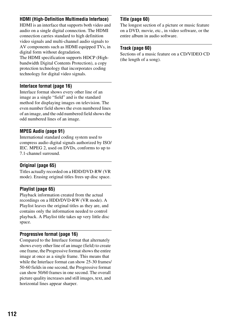 Sony RDR-HX1010 User Manual | Page 112 / 116