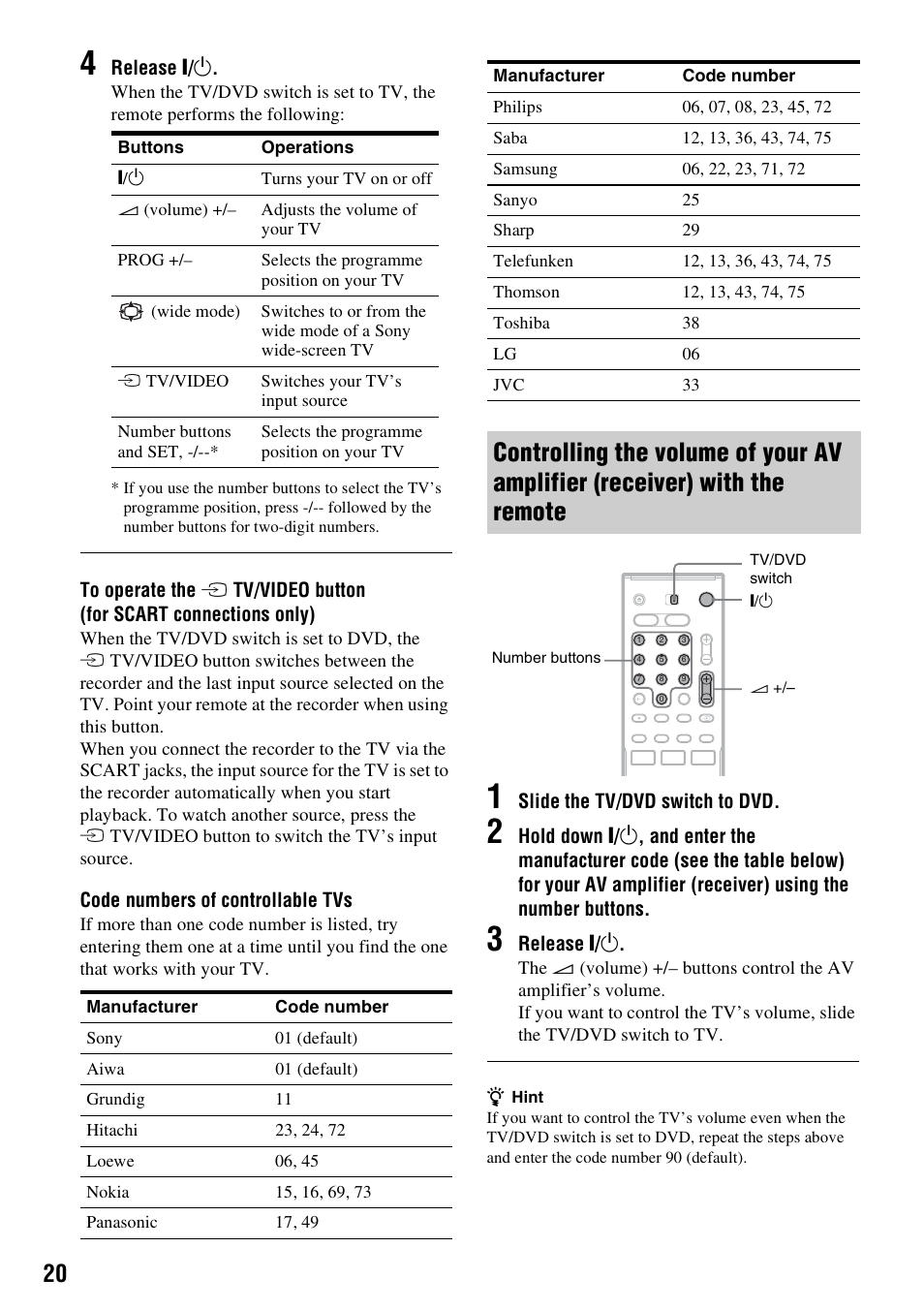 Sony RDR-HX1010 User Manual | Page 20 / 116