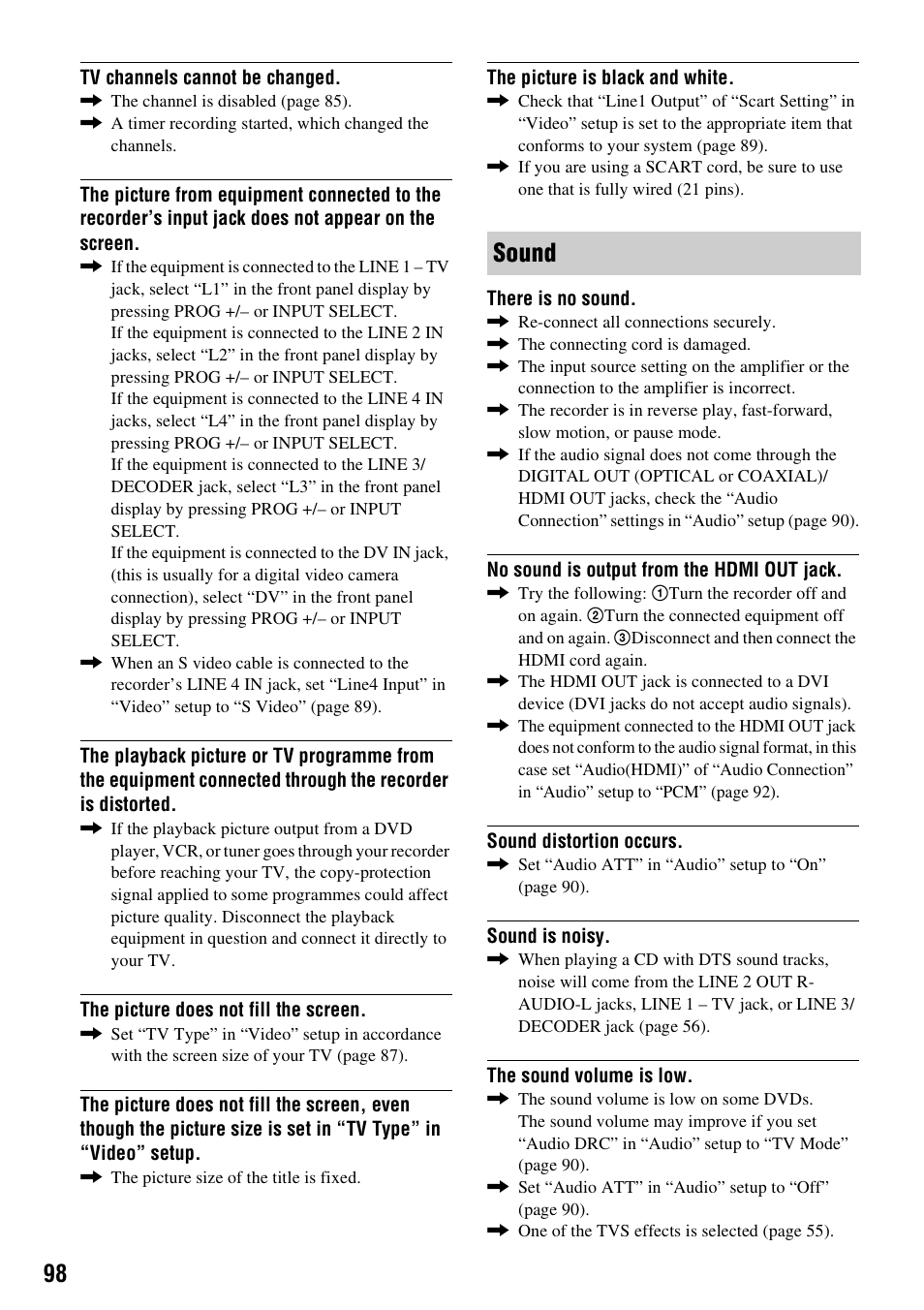 Sound | Sony RDR-HX1010 User Manual | Page 98 / 116