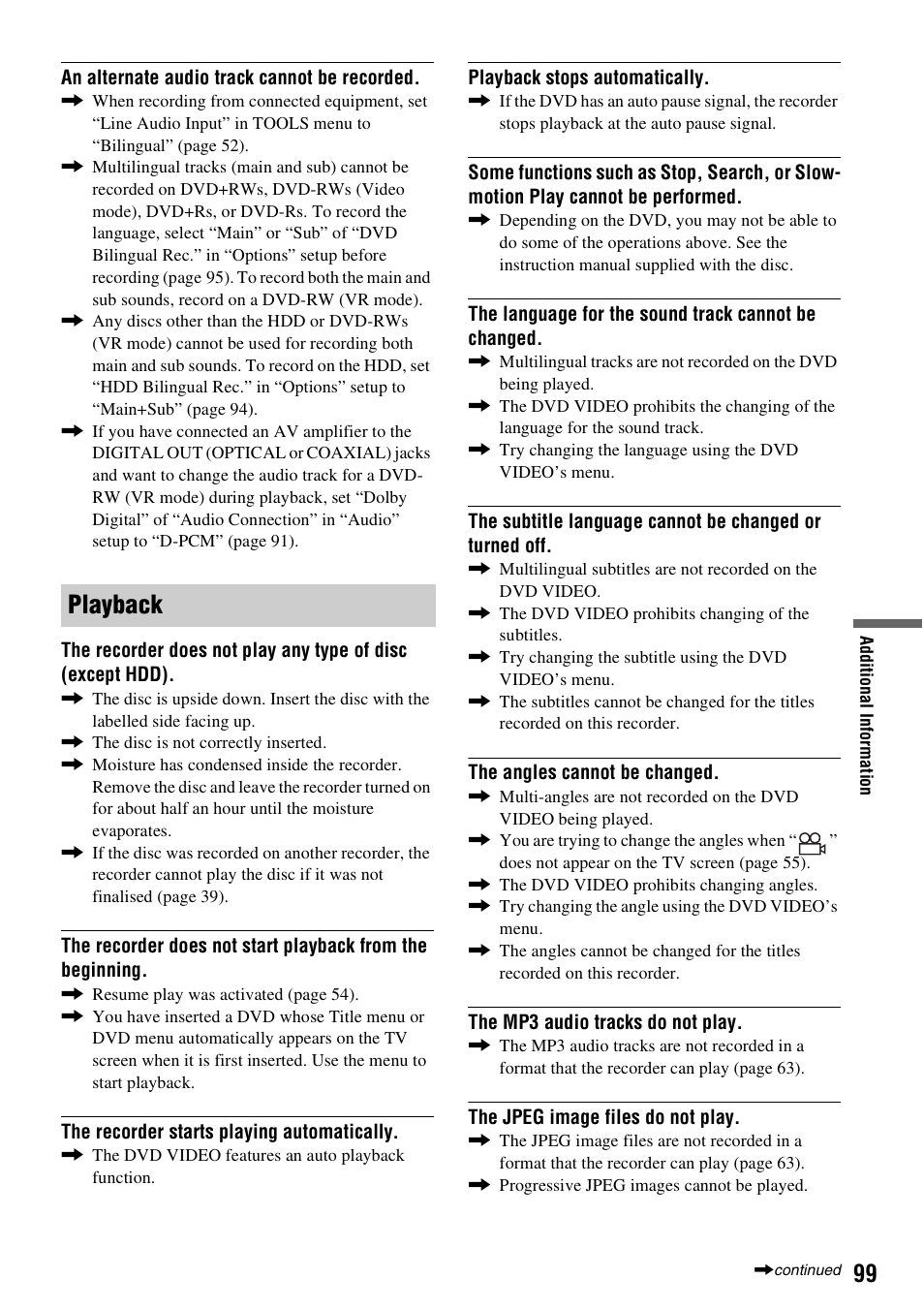 Playback | Sony RDR-HX1010 User Manual | Page 99 / 116