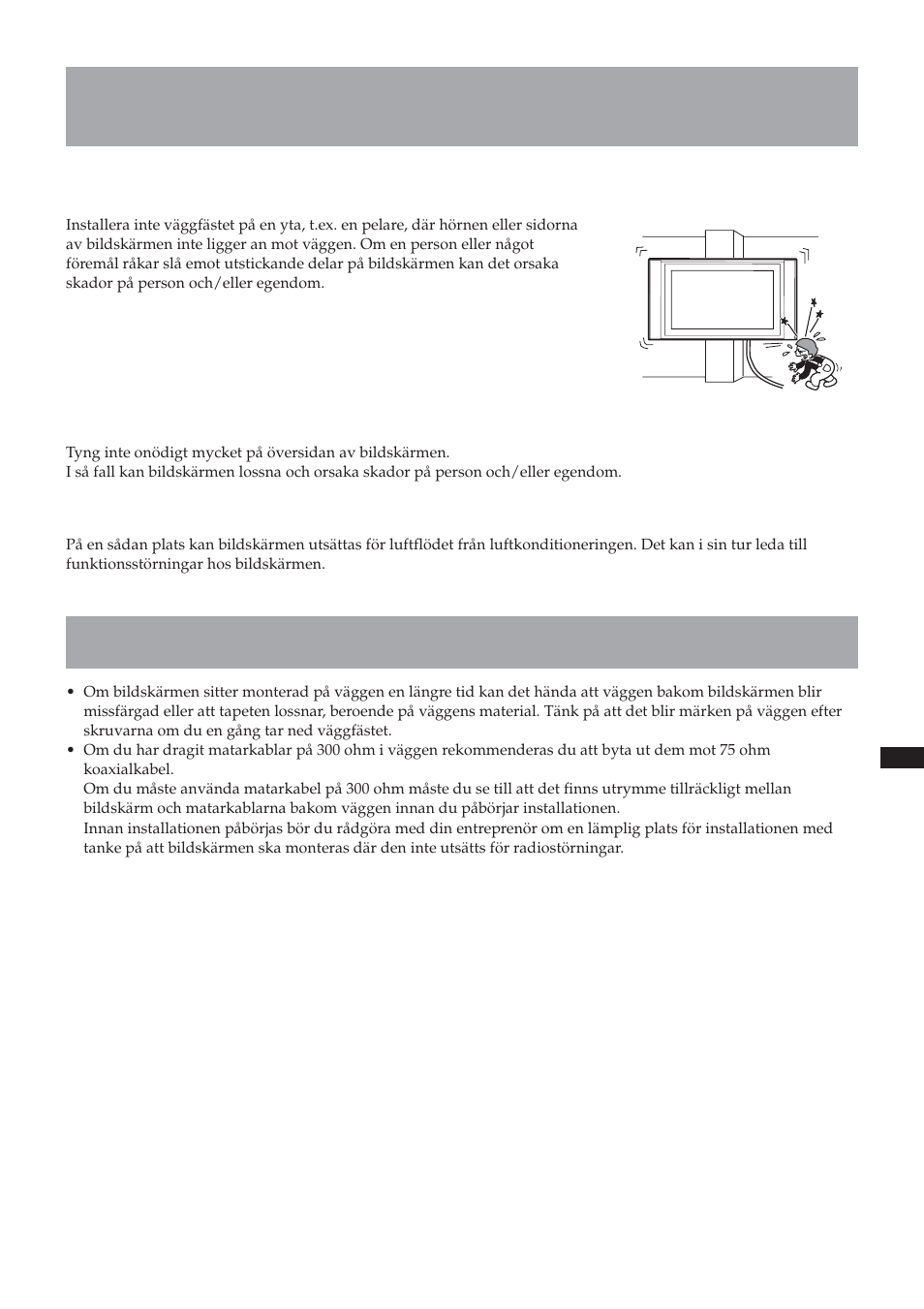 Varning, Försiktighetsåtgärder | Sony SU-LW1 User Manual | Page 105 / 264