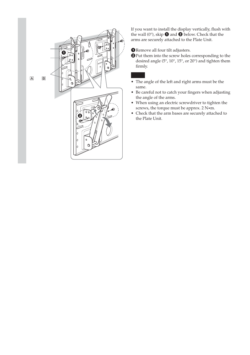 Adjust the tilt of the arms | Sony SU-LW1 User Manual | Page 12 / 264