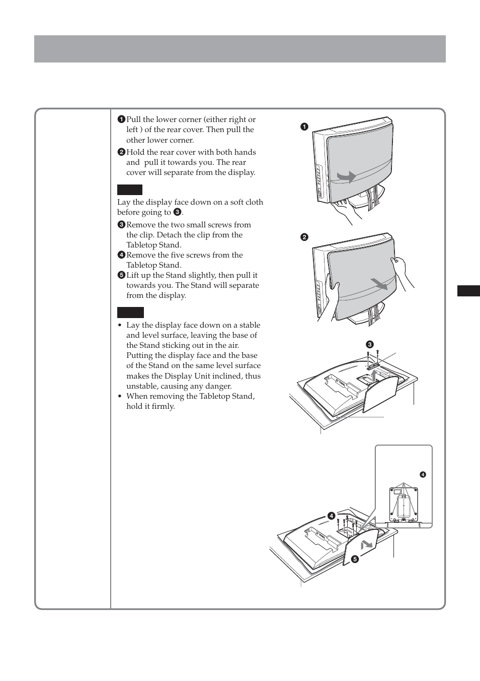 Step 5: detach the display from the tabletop stand, Klv-26hg2 | Sony SU-LW1 User Manual | Page 13 / 264