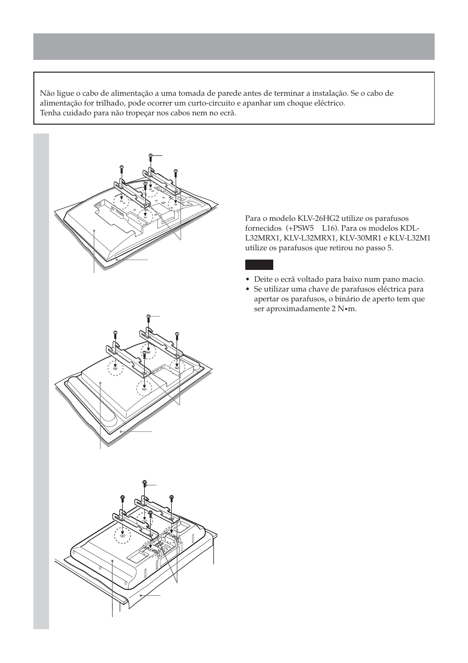 Passo 6: instalar o ecrã na placa | Sony SU-LW1 User Manual | Page 156 / 264