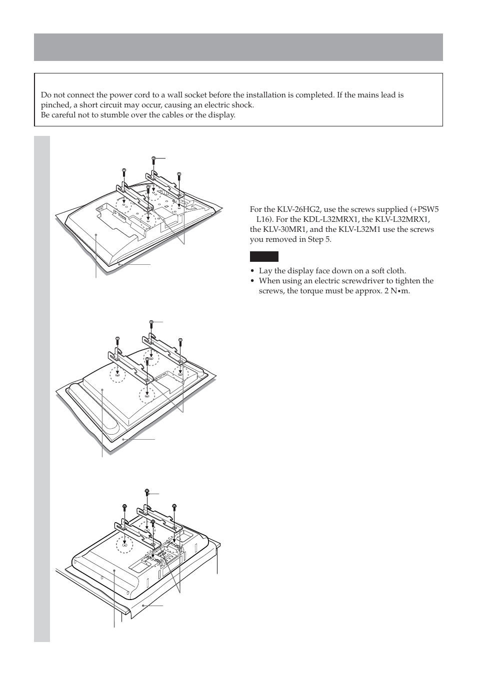 Step 6: install the display on the plate unit | Sony SU-LW1 User Manual | Page 16 / 264