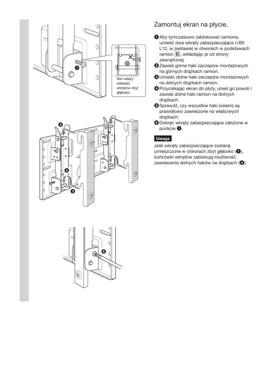 Zamontuj ekran na płycie | Sony SU-LW1 User Manual | Page 178 / 264